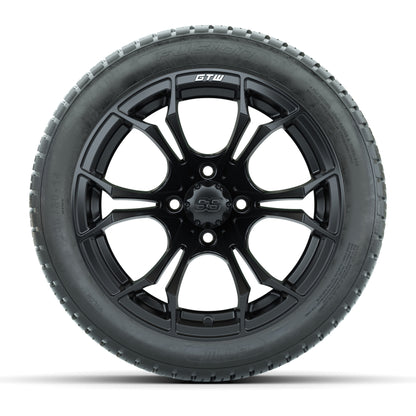 GTW Spyder Matte Black 14 in Wheels with 205/30-14 Fusion Street Tires – Full Set