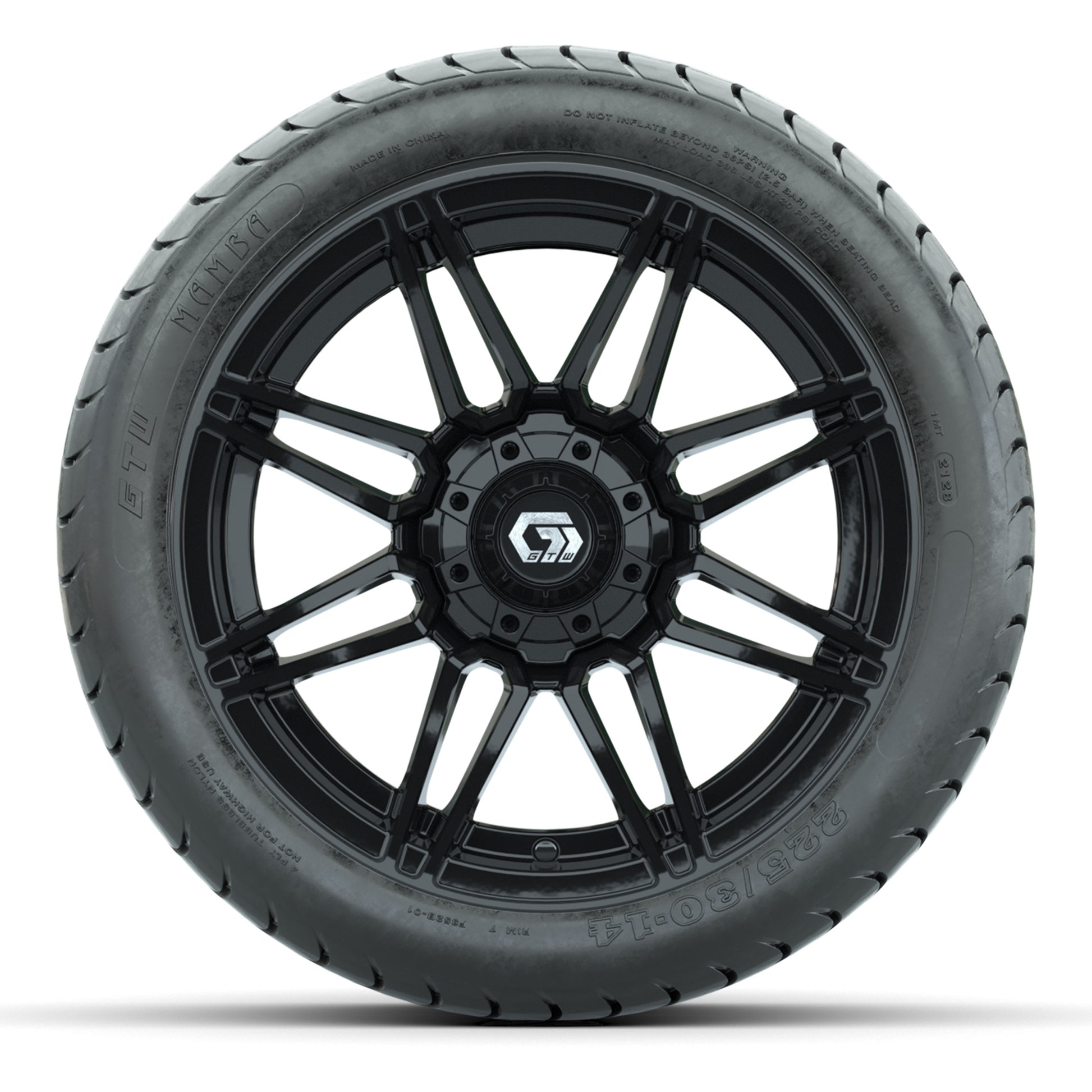 GTW Stealth Gloss Black 14 in Wheels with 225/30-14 Mamba Street Tires – Full Set