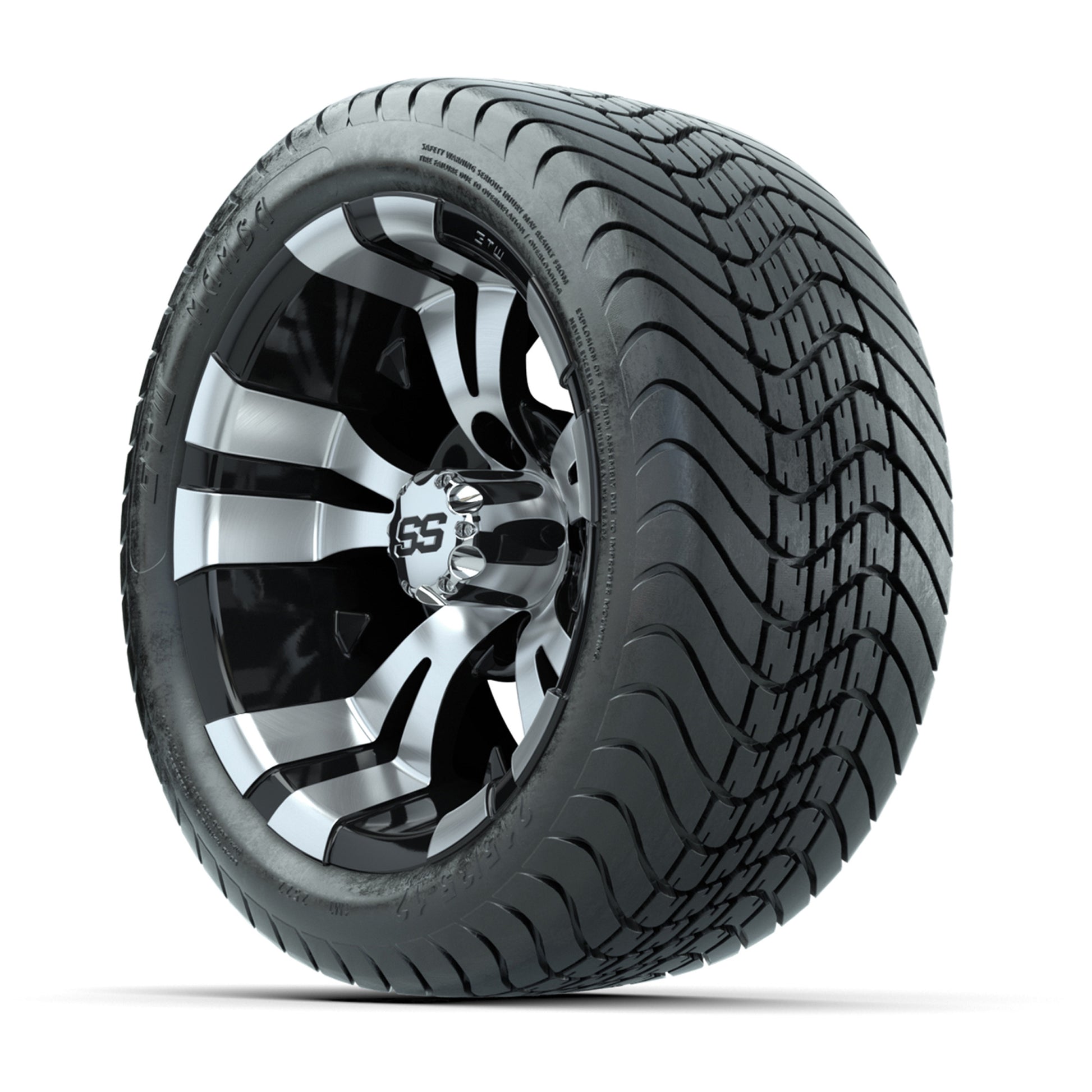 GTW Vampire Black and Machined 12 in Wheels with 18in Mamba Street Tires – Set of 4