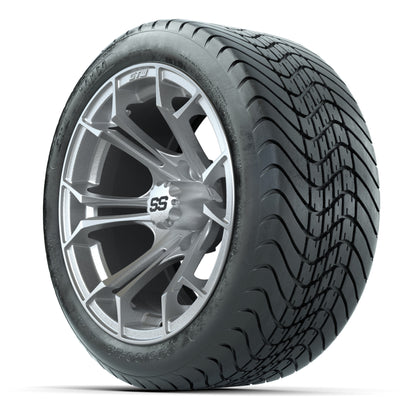 GTW Spyder Silver Brush 14 in Wheels with 225/30-14 Mamba Street Tires – Full Set