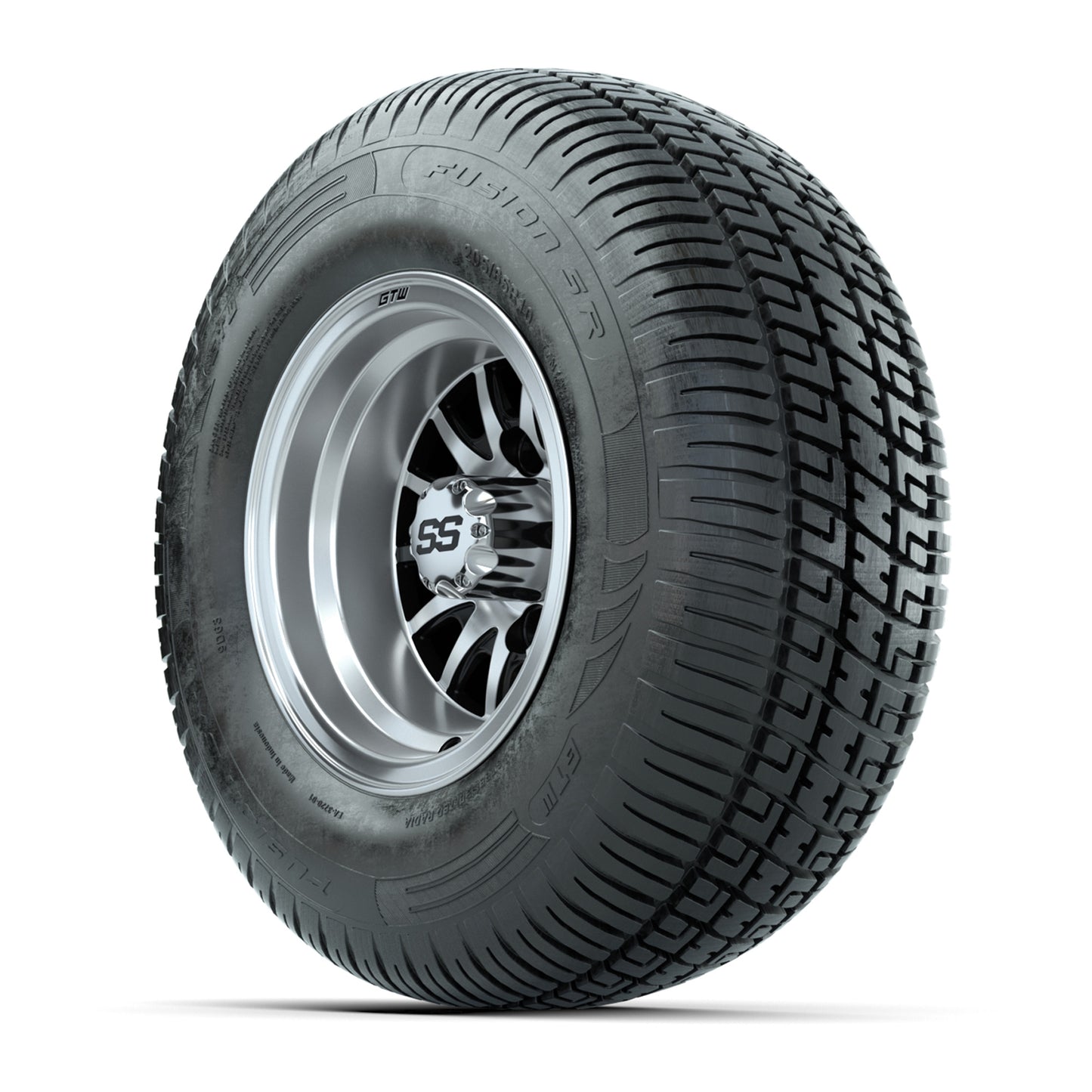 10" GTW Medusa Black and Machined Wheels with 20" Fusion Street Tires- Set of 4