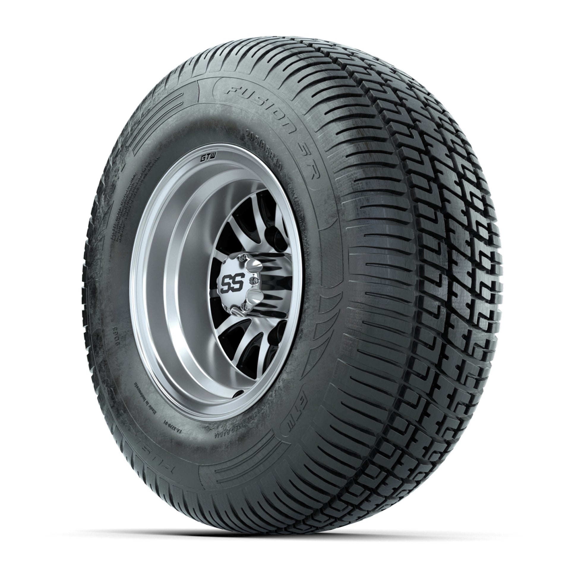 10" GTW Medusa Black and Machined Wheels with 20" Fusion Street Tires- Set of 4