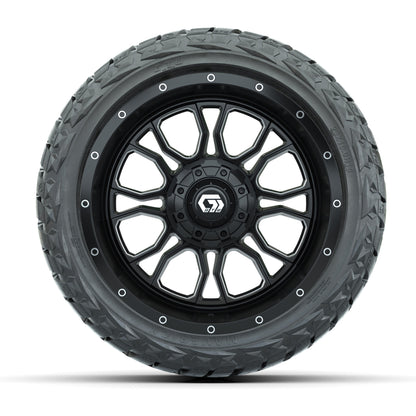 GTW Volt Black/Machined 14 in Wheels with 23x10.00-R14 Maverick All-Terrain Tires – Full Set