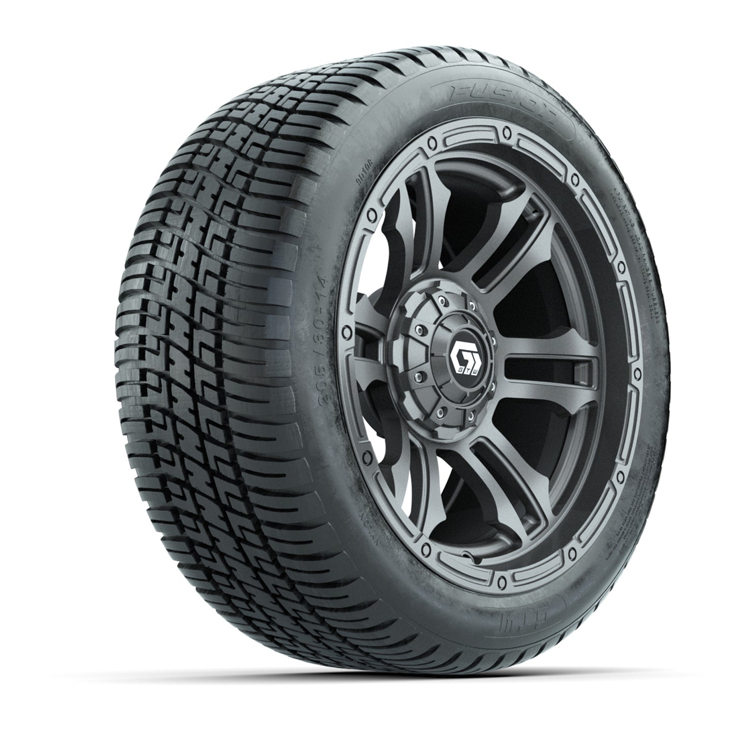 GTW® Shogun Gunmetal 14 in Wheels with 205/30-14 Fusion Street Tires – Full Set
