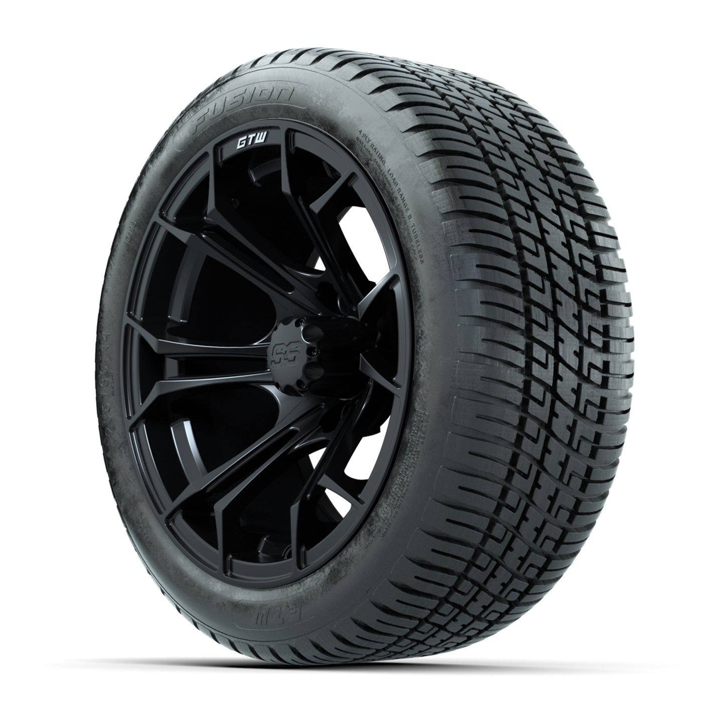 GTW Spyder Matte Black 14 in Wheels with 205/30-14 Fusion Street Tires – Full Set