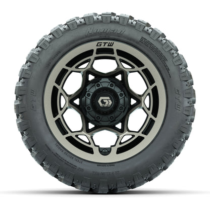 GTW® Nexus Black with Bronze Face 12 in Wheels with 22X11-R12 Nomad Steel Belt Radial All-Terrain Tires – Full Set