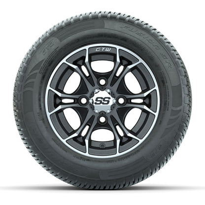 GTW Spyder Machined/Matte Grey 10 in Wheels with 205/50-10 Fusion SR Steel Belted Radial Tires – Full Set