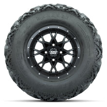 GTW® Vortex 2 Matte Black/Machined 12 in Wheels with 25X10-12 Barrage Mud Tires – Full Set