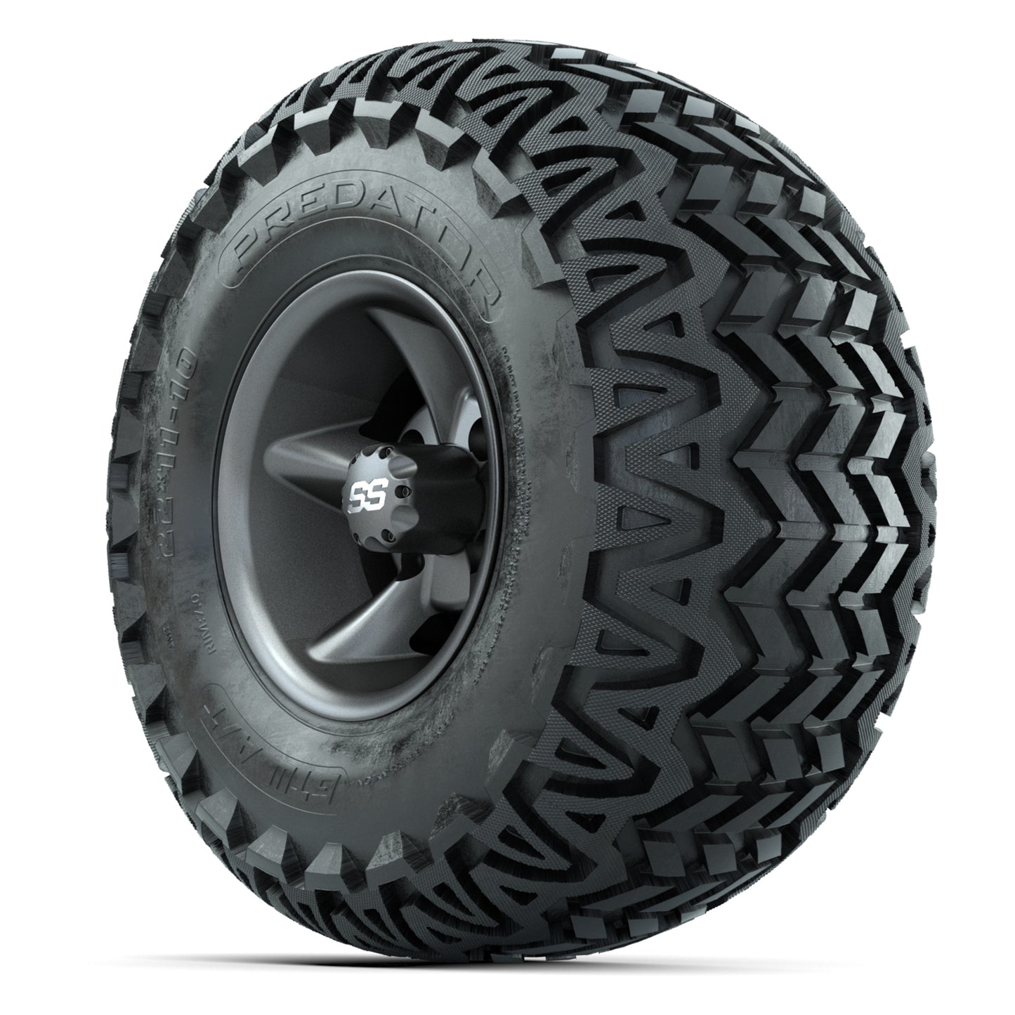GTW Godfather Matte Gray 10 in Wheels with 22x11-10 Predator All-Terrain Tires – Full Set