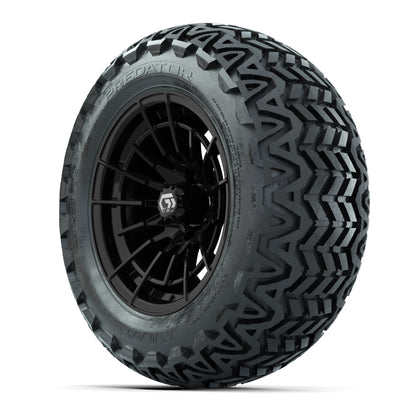 GTW® Boost Gloss Black 14 in Wheels with 23x10-14 Predator All-Terrain Tires – Full Set