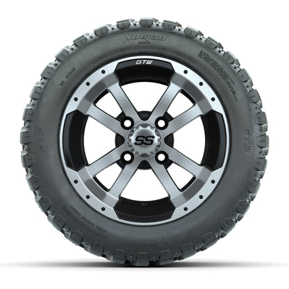 GTW® Storm Trooper Black/Machined 12 in Wheels with 20X10-12 Nomad Steel Belt Radial All-Terrain Tires - Full Set
