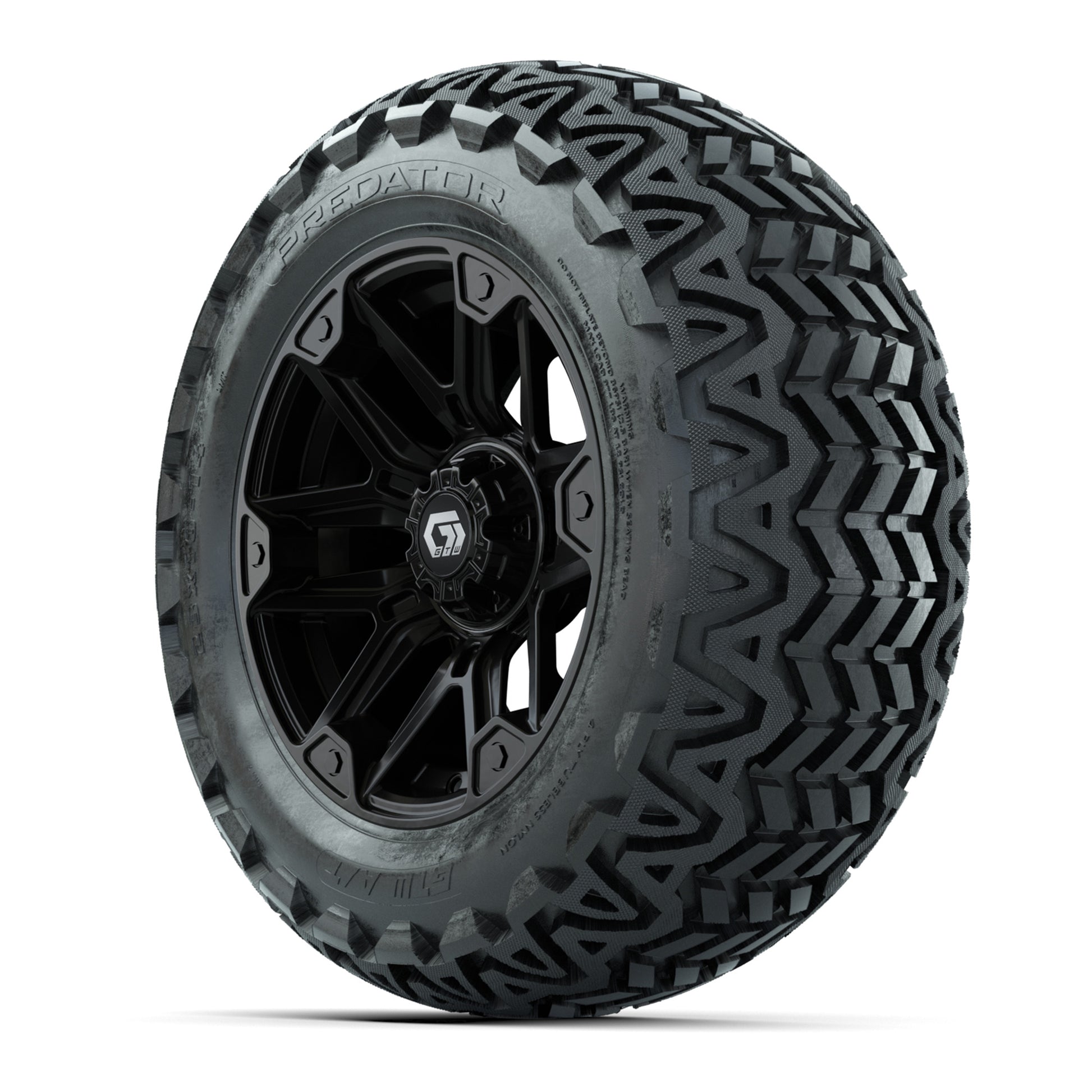 GTW® Graffiti Gloss Black 14 in Wheels with 23x10-14 Predator All-Terrain Tires – Full Set