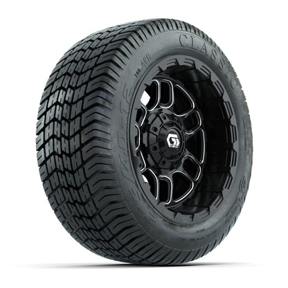 GTW® Titan Black/Machined 12 in Wheels with 215/40-12 Excel Classic Street Tires – Full Set