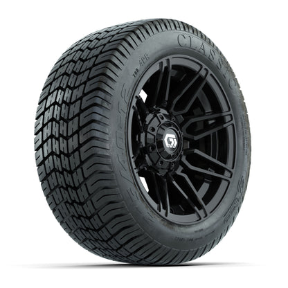 GTW® Stealth Gloss Black 12 in Wheels with 215/40-12 Excel Classic Street Tires – Full Set