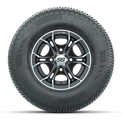 GTW Spyder Machined/Matte Grey 10 in Wheels with 205/65-R10 Fusion SR Steel Belted Radial Tires – Full Set