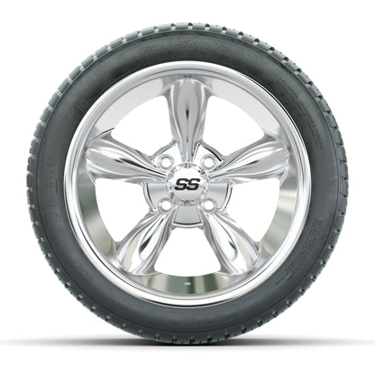 GTW® Godfather Chrome 14 in Wheels with 205/30-R14 Fusion Street Tires – Full Set