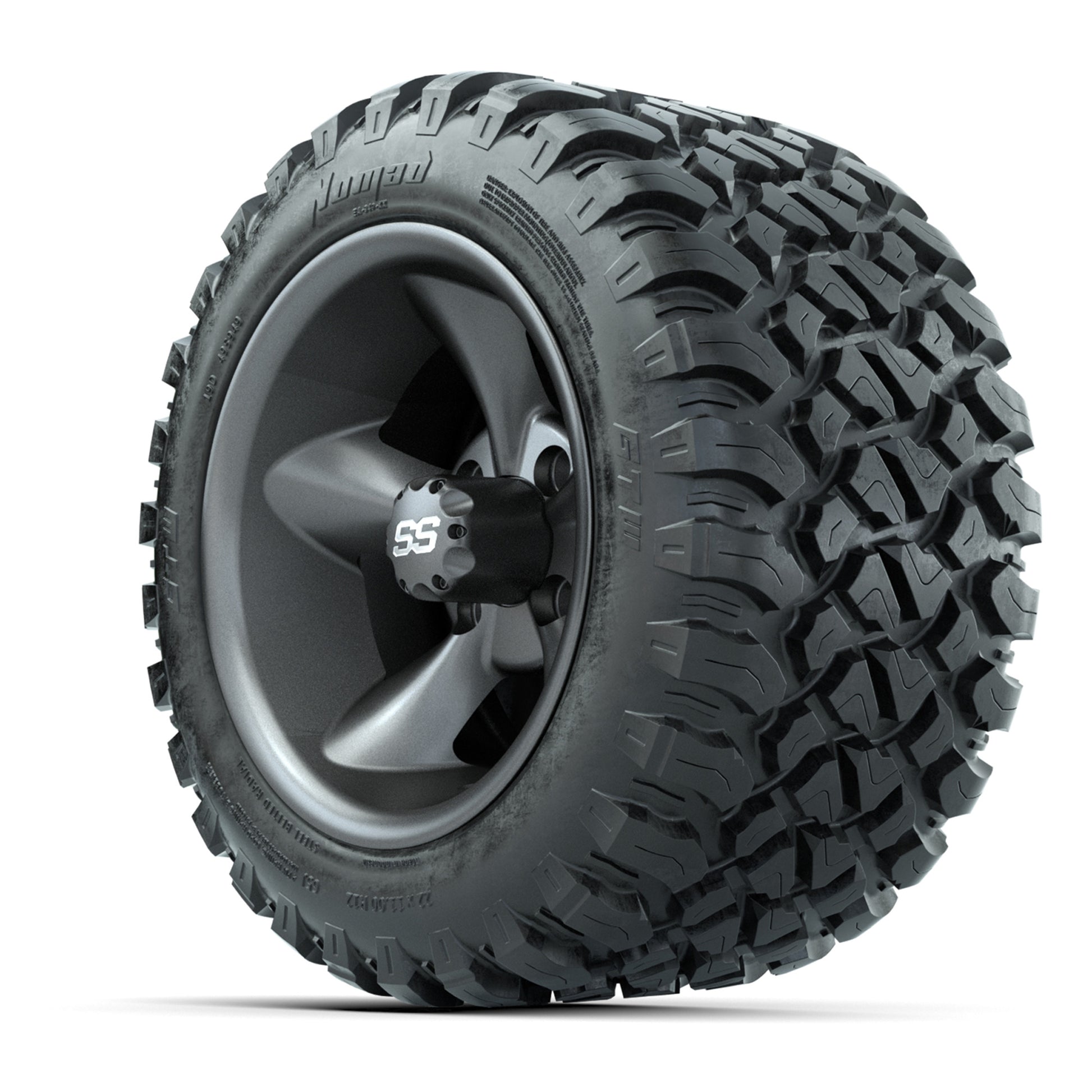 GTW® Godfather Matte Gray 12 in Wheels with 22X11-R12 Nomad Steel Belt Radial All-Terrain Tires – Full Set