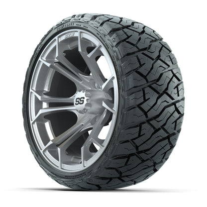 GTW® Spyder Silver Brush 14 in Wheels with 205/35-R14 Maverick Low-Profile All-Terrain Tires - Full Set