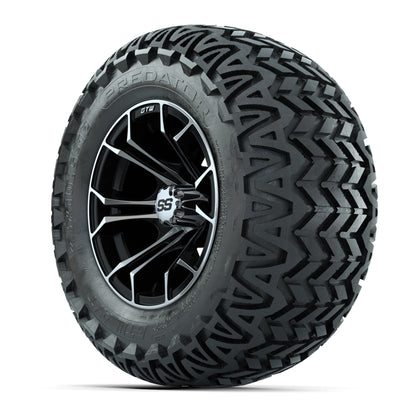 Set of 4 GTW Spyder Black and Machined Wheels with Predator A-T Tires - 12 Inch