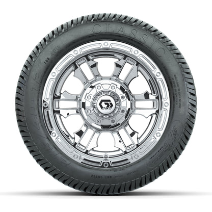 GTW® Shogun Chrome 12 in Wheels with 215/40-12 Excel Classic Street Tires – Full Set