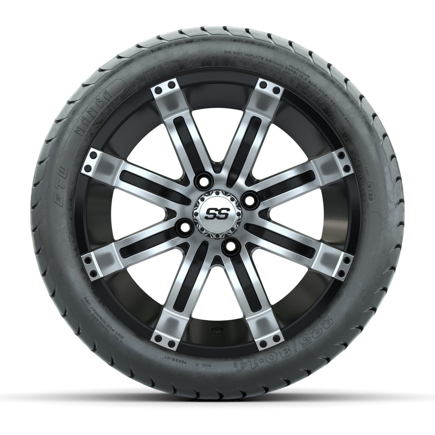 14” GTW Tempest Black and Machined Wheels with GTW Mamba Street Tires – Set of 4