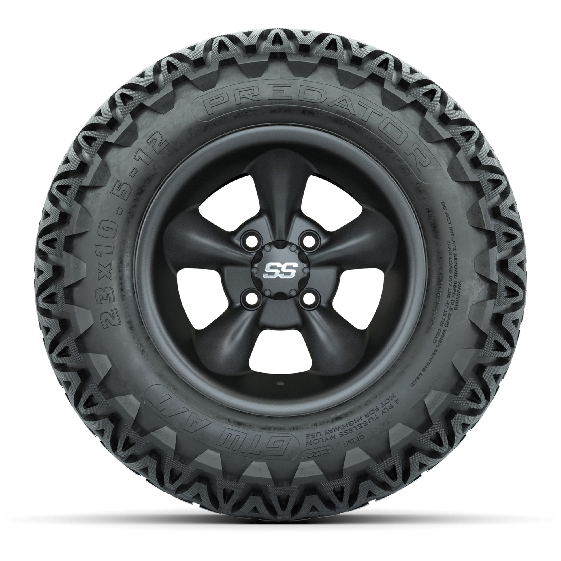 GTW® Godfather Matte Gray 12 in Wheels with 23X10.5-12 Predator All-Terrain Tires – Full Set