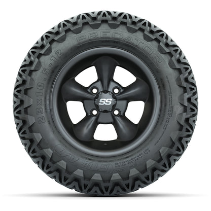 GTW® Godfather Matte Gray 12 in Wheels with 23X10.5-12 Predator All-Terrain Tires – Full Set