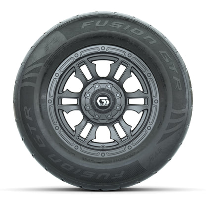 GTW® Shogun Gunmetal 12 in Wheels with 255/55-R12 Fusion GTR Steel Belt Radial Street Tires – Full Set