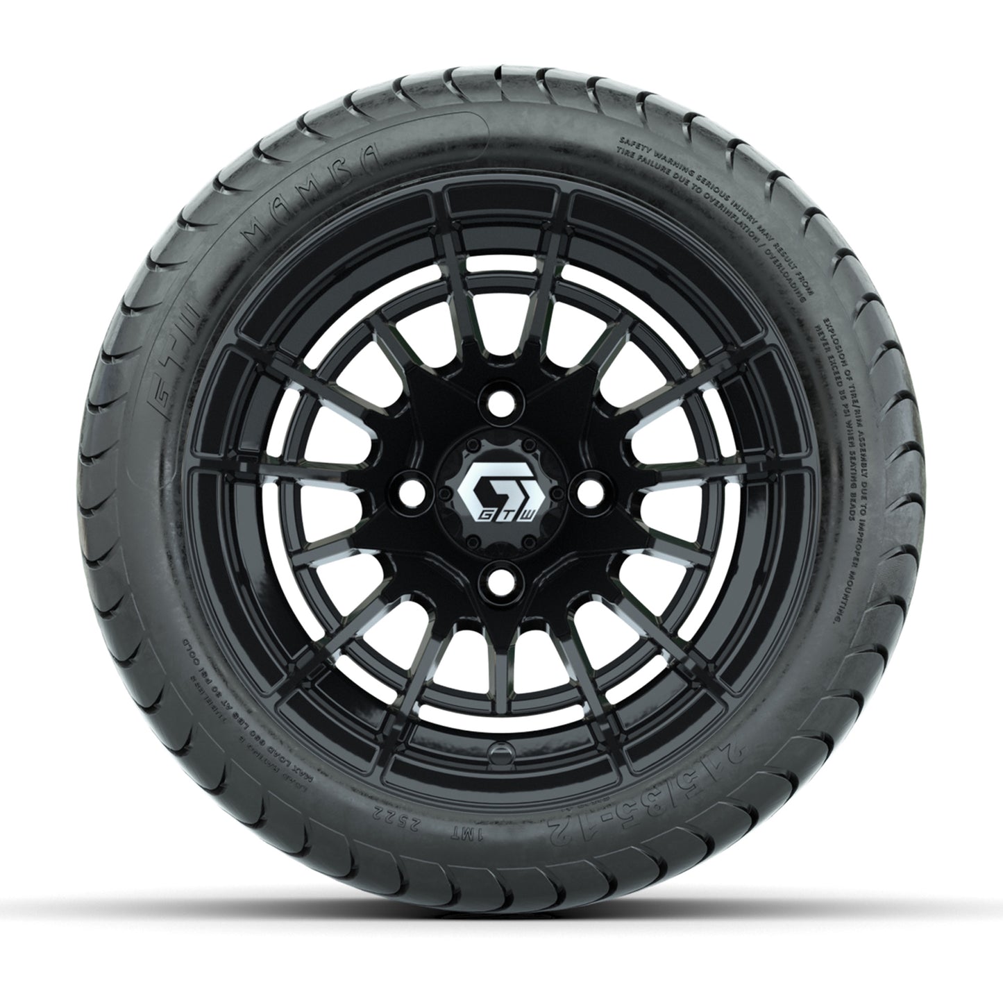 GTW® Boost Gloss Black 12 in Wheels with 215/35-12 Mamba Street Tires – Full Set