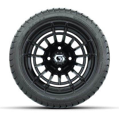 GTW® Boost Gloss Black 12 in Wheels with 215/35-12 Mamba Street Tires – Full Set