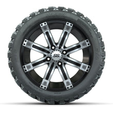 GTW® Tempest Black/Machined 14 in Wheels with 23X10-R14 Nomad Steel Belt Radial All-Terrain Tires – Full Set