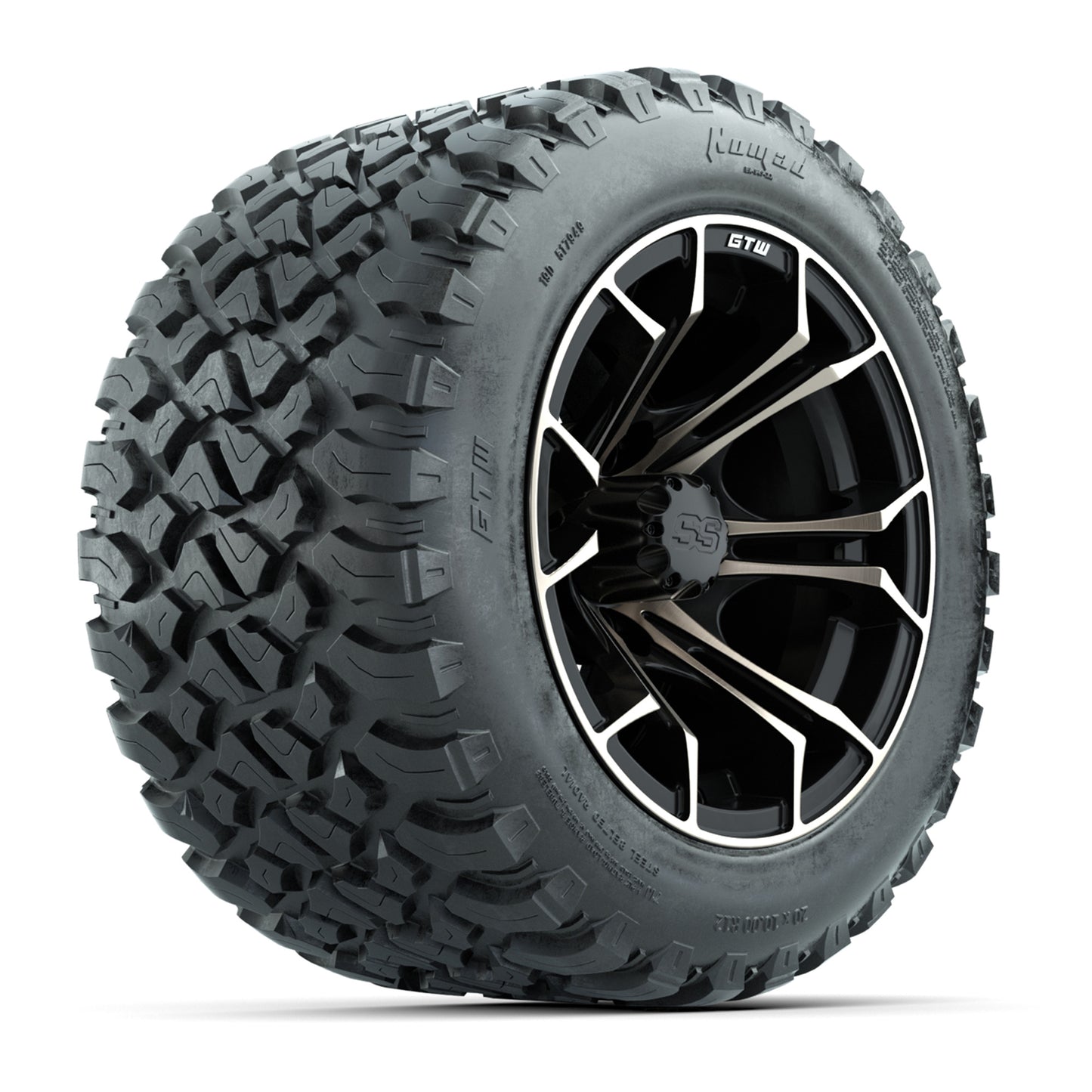 GTW® Spyder Matte Black/Bronze 12 in Wheels with 20X10-12 Nomad Steel Belt Radial All-Terrain Tires – Full Set