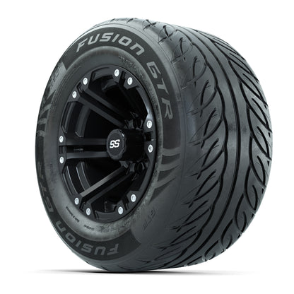 GTW® Specter Matte Black 12 in Wheels with 255/55-R12 Fusion GTR Steel Belt Radial Street Tires – Full Set