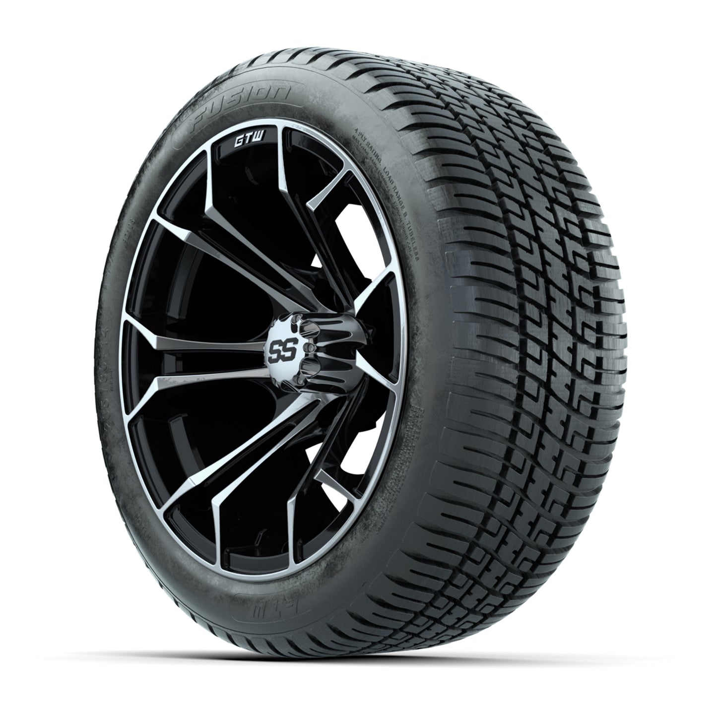 GTW Spyder Machined/Black 14 in Wheels with 205/30-14 Fusion Street Tires – Full Set