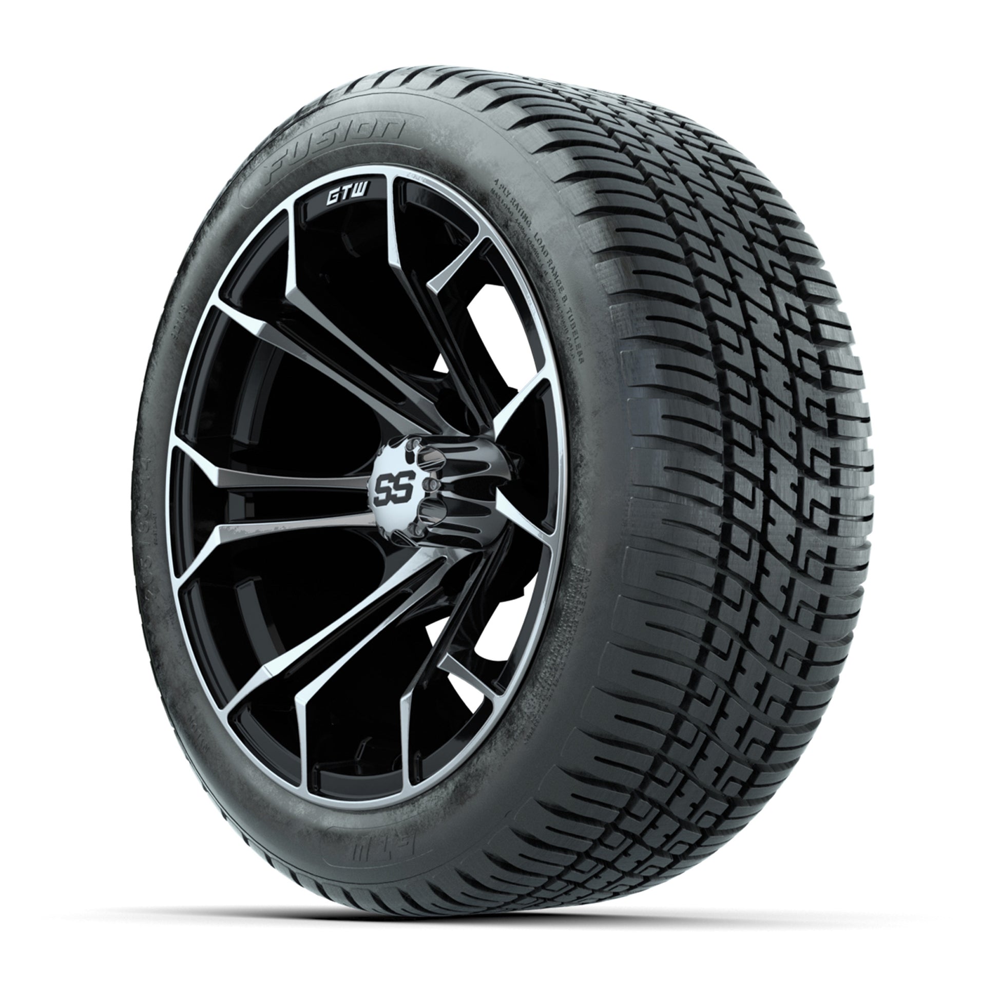 GTW Spyder Machined/Black 14 in Wheels with 205/30-14 Fusion Street Tires – Full Set