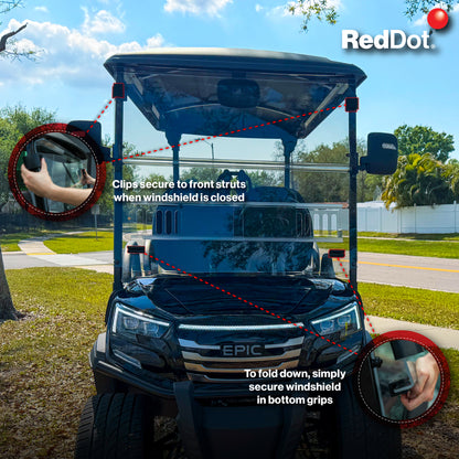 RedDot Tinted Vented Folding Windshield for Epic E40FX with 4-Forward Facing Seats