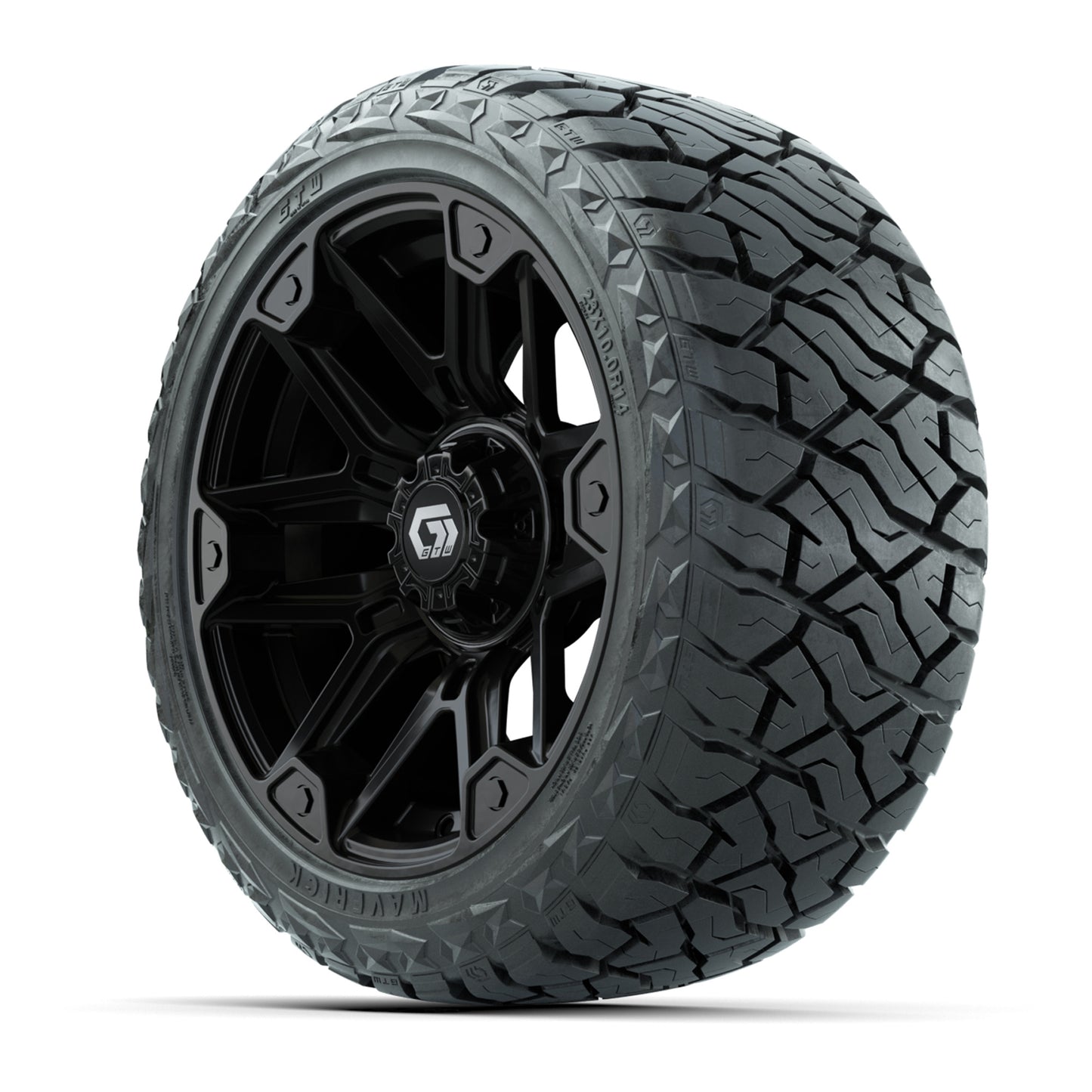 GTW Graffiti Gloss Black 14 in Wheels with 23x10.00-R14 Maverick All-Terrain Tires – Full Set