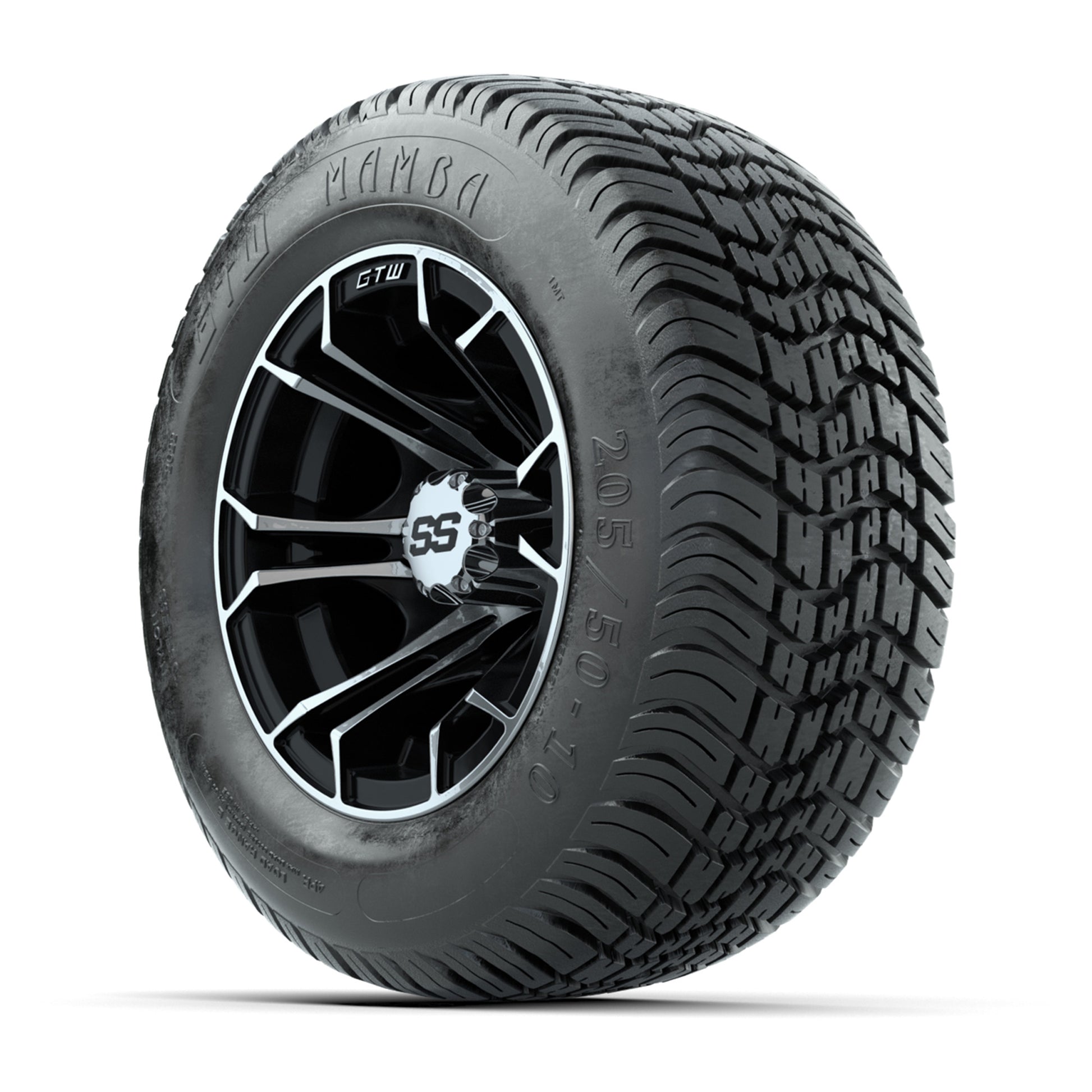 GTW Spyder Machined/Black 10 in Wheels with 205/50-10 Mamba Street Tires – Full Set