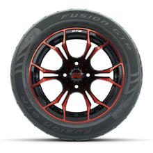GTW® Spyder Black/Red 14 in Wheels with 255/45-R14 Fusion GTR Steel Belt Radial Street Tires – Full Set
