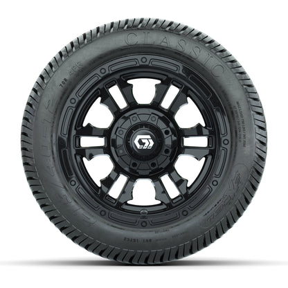 GTW® Shogun Gloss Black 12 in Wheels with 215/40-12 Excel Classic Street Tires – Full Set