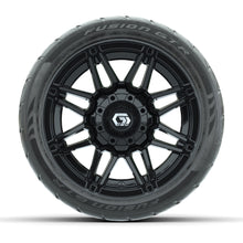 GTW® Stealth Gloss Black 12 in Wheels with 215/40-R12 Fusion GTR Steel Belt Radial Street Tires – Full Set
