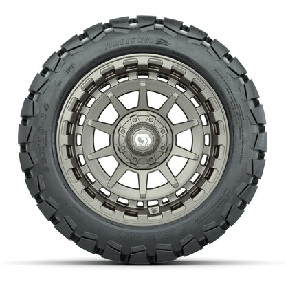 GTW® Barricade Satin Bronze 14 in Wheels with 22x10-14 Timberwolf All-Terrain Tires – Full Set