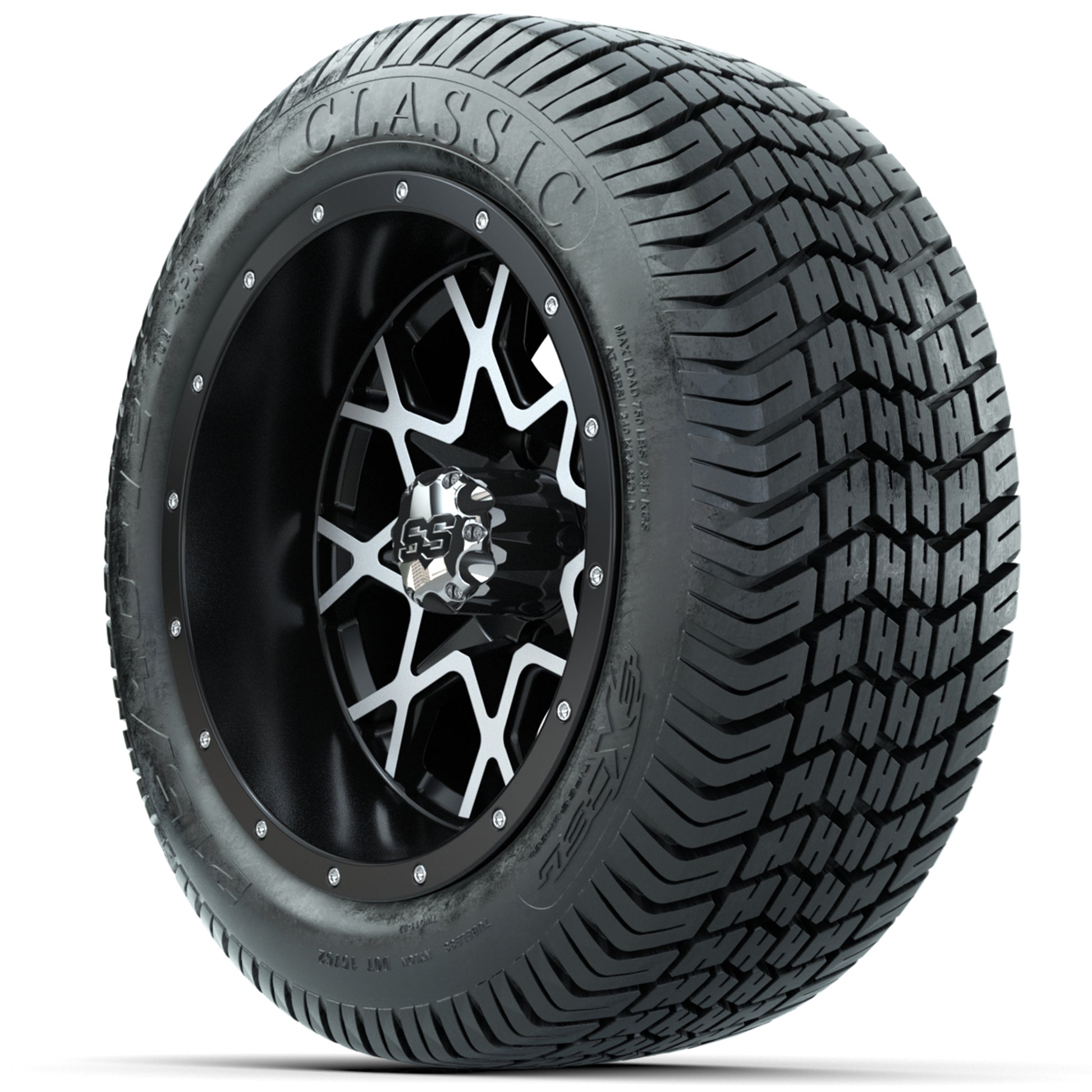 Set of (4) 12 in GTW Vortex Wheels with 215/40-12 Excel Classic Street Tires