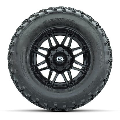 GTW® Stealth Black/Machined 12 in Wheels with 23X10.00-12 Rogue All-Terrain Tires – Full Set