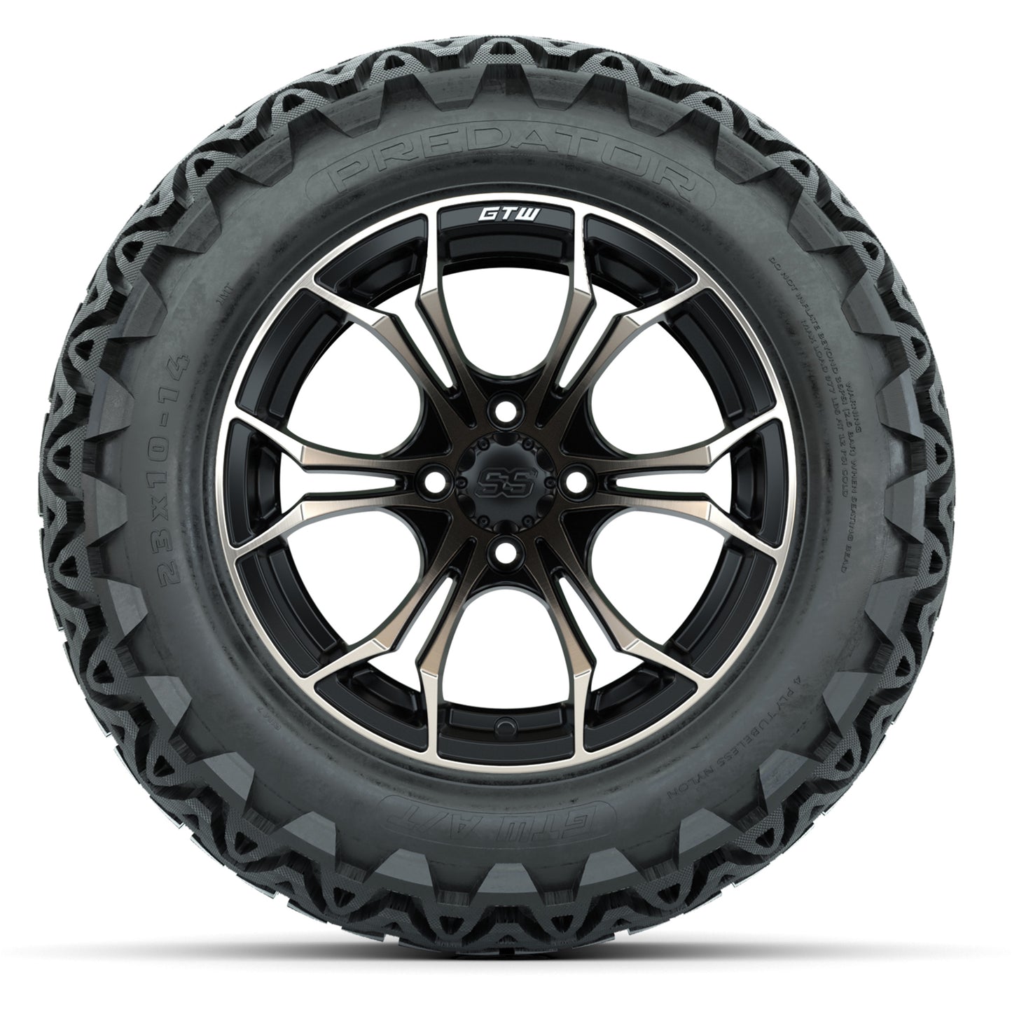 GTW Spyder Matte Black/Bronze 14 in Wheels with 23X10-14 Predator All-Terrain Tires – Full Set