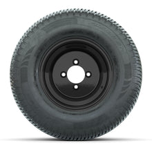 Set of (4) 10 in Black Steel Offset Wheels with 205/65-10 Fusion Street Tires