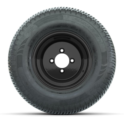 Set of (4) 10 in Black Steel Offset Wheels with 205/65-10 Fusion Street Tires