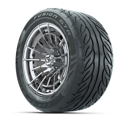GTW® Boost Chrome 14 in Wheels with 255/45-R14 Fusion GTR Steel Belt Radial Street Tires – Full Set