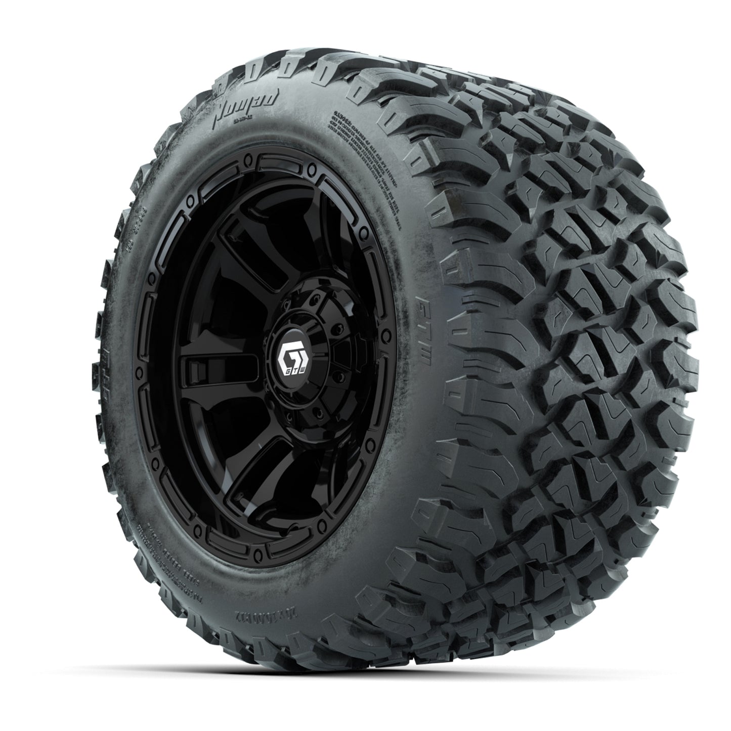 GTW® Shogun Gloss Black 12 in Wheels with 20X10-12 Nomad Steel Belt Radial All-Terrain Tires – Full Set