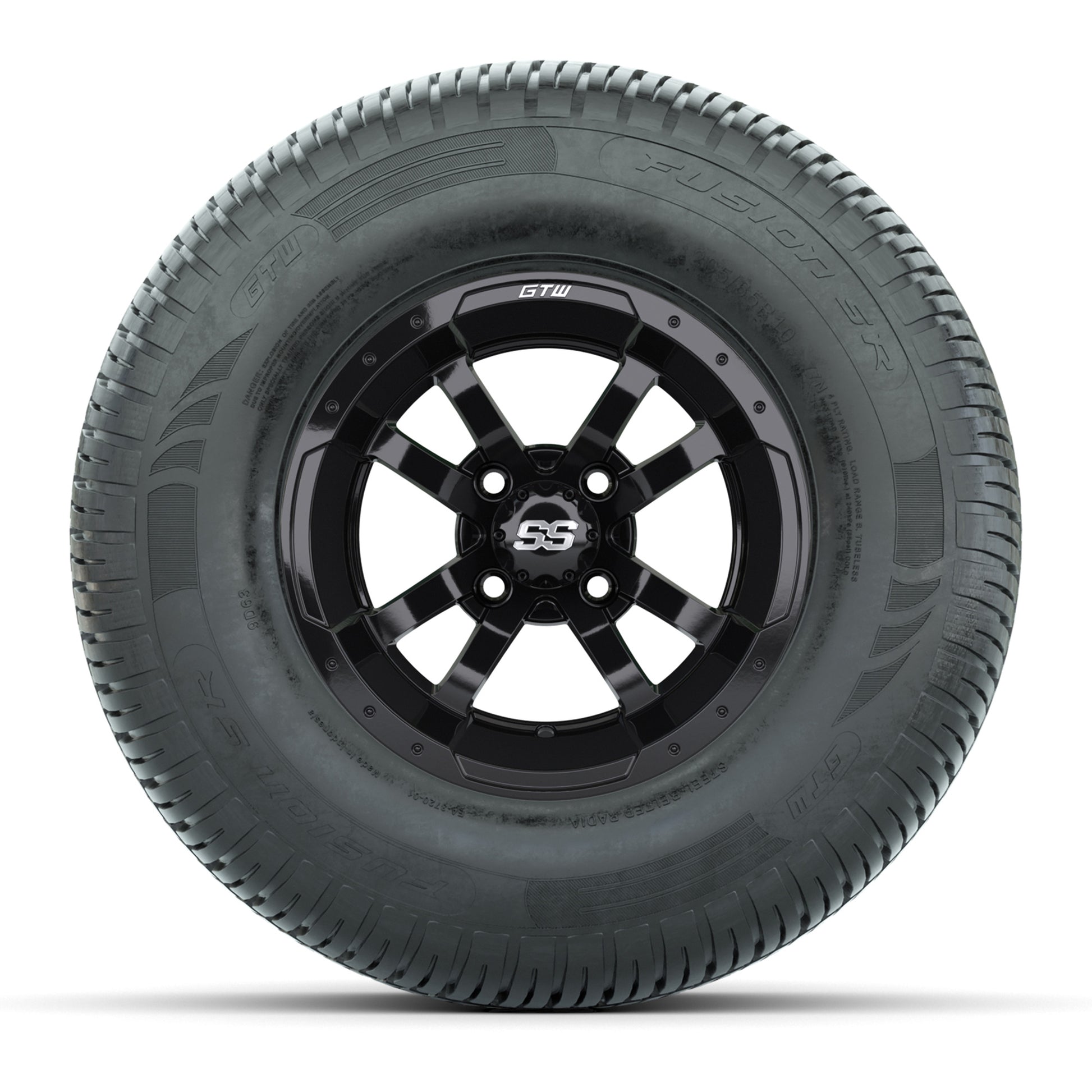 GTW Storm Trooper Black 10 in Wheels with 20in Fusion Street Tires - Set of 4